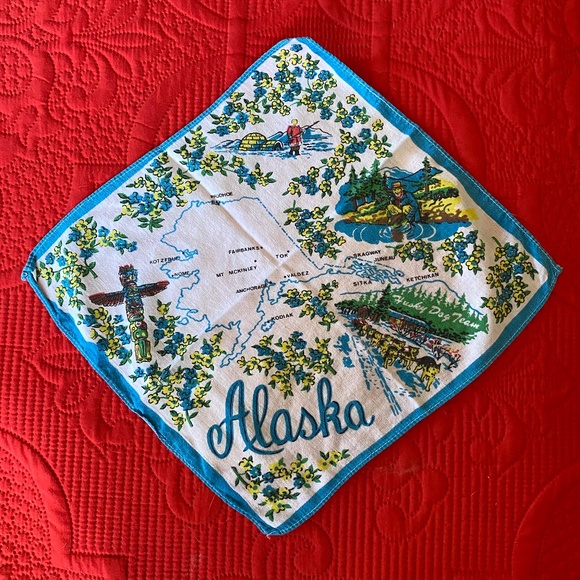 Vintage Alaskan Souvenir Handkerchief - Picture 1 of 7